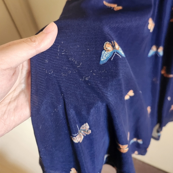 Urban outfitters blue butterfly heart neckline puffy sleeves mini dress - Picture 5 of 6